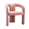 COOLMORE Contemporary Designed Velvet Fabric Upholstered Accent/Dining Chair /Barrel Side Chairs Kitchen Armchair for Living Room set of 2 (Pink Velve