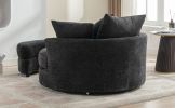 Orisfur. 360¬∞ Swivel Accent Barrel Chair with Storage Ottoman & 4 Pillows, Modern Chenille Leisure Chair Round Accent for Living Room, Gray