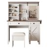 Farmhouse Makeup Vanity Desk with Sliding Mirror and Lights Mirror only