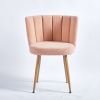 Modern beige dining chair(set of 2 ) with iron tube wood color legs, shorthair cushions and comfortable backrest, suitable for dining room
