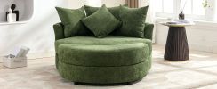 Orisfur. 360¬∞ Swivel Accent Barrel Chair with Storage Ottoman & 4 Pillows, Modern Chenille Leisure Chair Round Accent for Living Room, Green