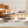 2-Piece Modern 2 tier Round Coffee Table Set for Living Room,Easy Assembly Nesting Coffee Tables, End Side Tables for Bedroom Office Balcony Yard