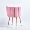 Modern pink dining chair(set of 2 ) with iron tube wood color legs, shorthair cushions and comfortable backrest, suitable for dining room, living room