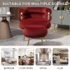 COOLMORE Upholstered Velvet Barrel Accent Chair with Ottoman,Accent Comfy Lounge Arm Chair and Footrest Stool Set