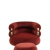 COOLMORE Upholstered Velvet Barrel Accent Chair with Ottoman,Accent Comfy Lounge Arm Chair and Footrest Stool Set