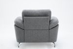 Villanelle 42.5" Light Gray Linen Chair with Chrome Finish Legs