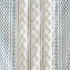 Cotton Printed Curtain Panel with Chenille Stripe and Lining White/Navy 50x84"