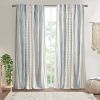 Cotton Printed Curtain Panel with Chenille Stripe and Lining White/Navy 50x84"