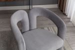 COOLMORE Contemporary Designed Velvet Fabric Upholstered Accent/Dining Chair /Barrel Side Chairs Kitchen Armchair for Living Room set of 2 (Gray Velve