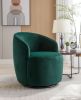 Velvet Fabric Swivel Accent Armchair Barrel Chair With Black Powder Coating Metal Ring,Green