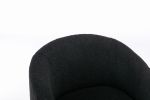Teddy Fabric Swivel Accent Armchair Barrel Chair With Black Powder Coating Metal Ring,Black