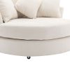 Orisfur. 360¬∞ Swivel Accent Barrel Chair with Storage Ottoman & 4 Pillows, Modern Chenille Leisure Chair Round Accent for Living Room, Cream