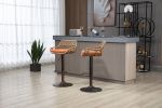 COOLMORE Modern Swivel Bar Stools Set of 2 Adjustable Counter Height Chairs with Footrest for Kitchen, Dining Room (Orange)