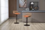 COOLMORE Modern Swivel Bar Stools Set of 2 Adjustable Counter Height Chairs with Footrest for Kitchen, Dining Room (Orange)