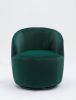 Velvet Fabric Swivel Accent Armchair Barrel Chair With Black Powder Coating Metal Ring,Green