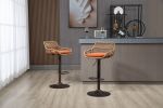 COOLMORE Modern Swivel Bar Stools Set of 2 Adjustable Counter Height Chairs with Footrest for Kitchen, Dining Room (Orange)