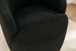 Teddy Fabric Swivel Accent Armchair Barrel Chair With Black Powder Coating Metal Ring,Black