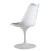 Swivel Tulip Side Chair for Kitchen and Dining Room Bar with Cushioned Seat and Curved Backrest, White and Gray