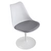 Swivel Tulip Side Chair for Kitchen and Dining Room Bar with Cushioned Seat and Curved Backrest, White and Gray