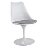 Swivel Tulip Side Chair for Kitchen and Dining Room Bar with Cushioned Seat and Curved Backrest, White and Gray
