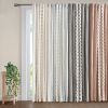 Cotton Printed Curtain Panel with Chenille Stripe and Lining White/Navy 50x84"