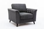 Stanton 36.5" Dark Gray Linen Chair with Tufted Arms