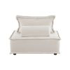 Living Room Furniture Tufted Accent Chair with Bolster Pillow Beige Boucle Fabric Upholstered 1pc Modern Modular Armless Chair Solid Wood