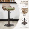 COOLMORE Modern Swivel Bar Stools Set of 2 Adjustable Counter Height Chairs with Footrest for Kitchen, Dining Room (Green)