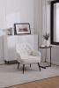 Modern Mid Century Chair Linen Sherpa Armchair for Living Room Bedroom Office Easy Assemble(Beige)