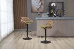 COOLMORE Modern Swivel Bar Stools Set of 2 Adjustable Counter Height Chairs with Footrest for Kitchen, Dining Room (Green)