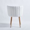 Modern WHITE dining chair(set of 2 ) with iron tube wood color legs, shorthair cushions and comfortable backrest, suitable for dining room