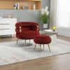 COOLMORE Upholstered Velvet Barrel Accent Chair with Ottoman,Accent Comfy Lounge Arm Chair and Footrest Stool Set