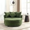 Orisfur. 360¬∞ Swivel Accent Barrel Chair with Storage Ottoman & 4 Pillows, Modern Chenille Leisure Chair Round Accent for Living Room, Green