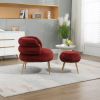 COOLMORE Upholstered Velvet Barrel Accent Chair with Ottoman,Accent Comfy Lounge Arm Chair and Footrest Stool Set