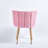 Modern pink dining chair(set of 2 ) with iron tube wood color legs, shorthair cushions and comfortable backrest, suitable for dining room, living room