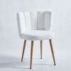 Modern WHITE dining chair(set of 2 ) with iron tube wood color legs, shorthair cushions and comfortable backrest, suitable for dining room