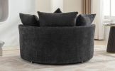 Orisfur. 360¬∞ Swivel Accent Barrel Chair with Storage Ottoman & 4 Pillows, Modern Chenille Leisure Chair Round Accent for Living Room, Gray