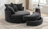 Orisfur. 360¬∞ Swivel Accent Barrel Chair with Storage Ottoman & 4 Pillows, Modern Chenille Leisure Chair Round Accent for Living Room, Gray