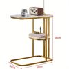 C-Shaped End Table, End Table for Couch, Table for Couch, C Shaped Side Table with Storage Shelf, Use for Couch and Bed, Small Spaces, Living Room
