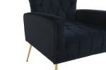 Modern Accent Chair with Ottoman, Comfy Armchair for Living Room, Bedroom, Apartment, Office (Black)