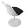 Swivel Tulip Side Chair for Kitchen and Dining Room Bar with Cushioned Seat and Curved Backrest, White and Black