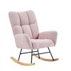 pink teddy fabric rocking chair