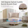 COOLMORE 360 Degree Swivel Cuddle Barrel Accent Sofa Chairs, Round Armchairs with Wide Upholstered, Fluffy Velvet Fabric Chair for Living Room