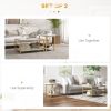 HOMCOM Coffee Tables Set of 2, 2-Rier Rectangle and Round Coffee Table with Storage Shelves, Faux Marble Top and Steel Frame