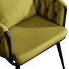 Pure Olive Modern Velvet Dining Chairs Set of 2 Hand Weaving Accent Chairs Living Room Chairs Upholstered Side Chair with Black Metal Legs for Dining