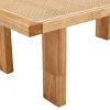 Modern and minimalist rectangular rattan tabletop with rubber wooden legs, imitation rattan woven Chinese side table