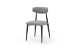 Modern Dining Chairs Set of 2, Curved Backrest Round Upholstered and Metal Frame, Grey