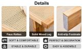 Modern and minimalist rectangular rattan tabletop with rubber wooden legs, imitation rattan woven Chinese side table