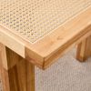 Modern and minimalist rectangular rattan tabletop with rubber wooden legs, imitation rattan woven Chinese side table