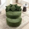 Orisfur. 360¬∞ Swivel Accent Barrel Chair with Storage Ottoman & 4 Pillows, Modern Chenille Leisure Chair Round Accent for Living Room, Green